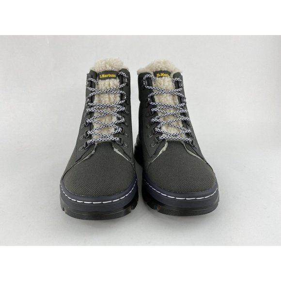 Dr Martens Combs FL Gunmetal Gray Women's Boots Faux Fur Lined Lace Up - Picture 6 of 10